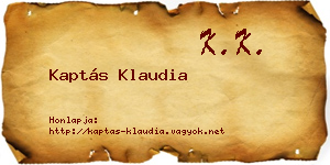 Kaptás Klaudia névjegykártya